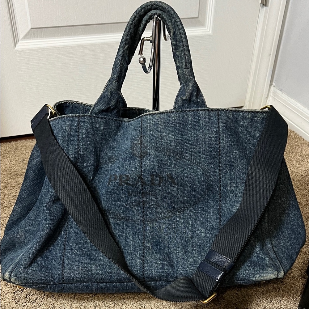3245 Prada Blue Denim Men's Bag